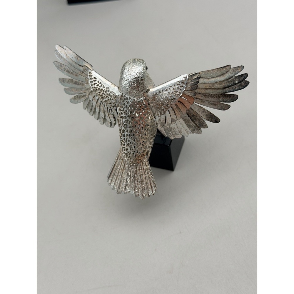 Christofle France Lumiere D'Argent Silver Plate Nuthatch Bird Marble Base Boxed